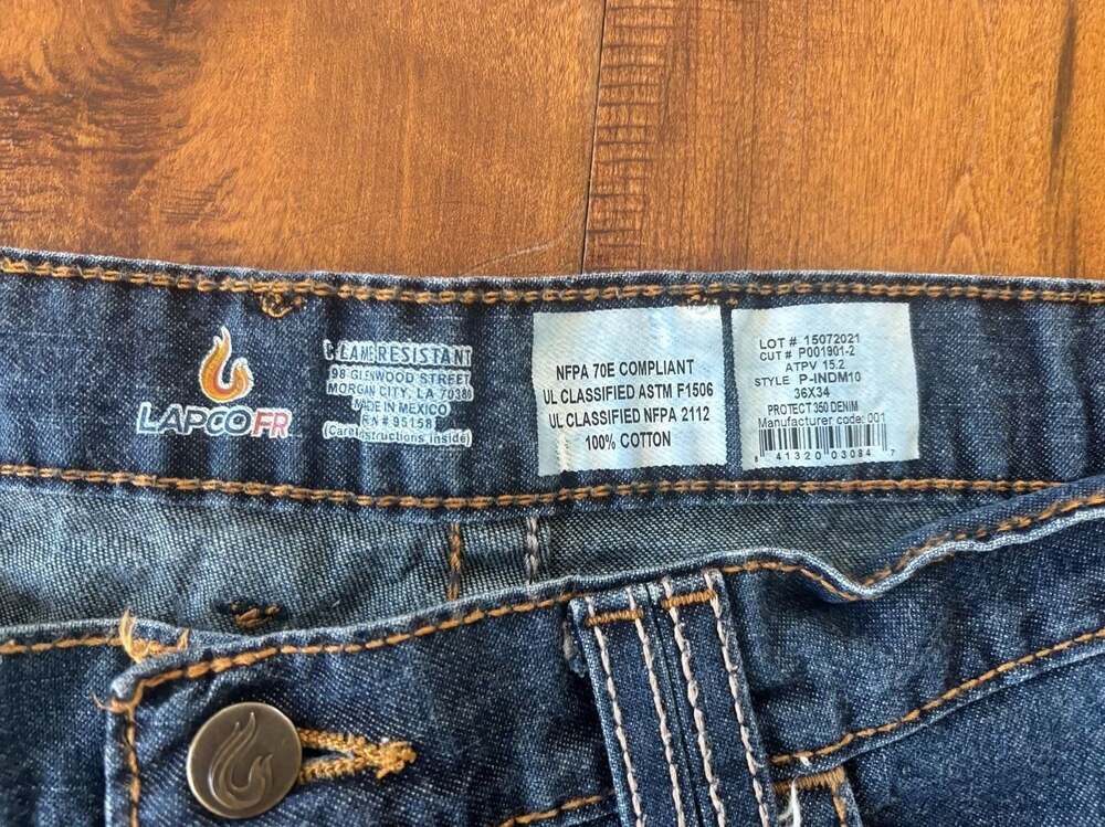 LAPCO FR Modern Industrial Workwear Flame Resistant Men's Denim Jeans 36x34 - Picture 3 of 10